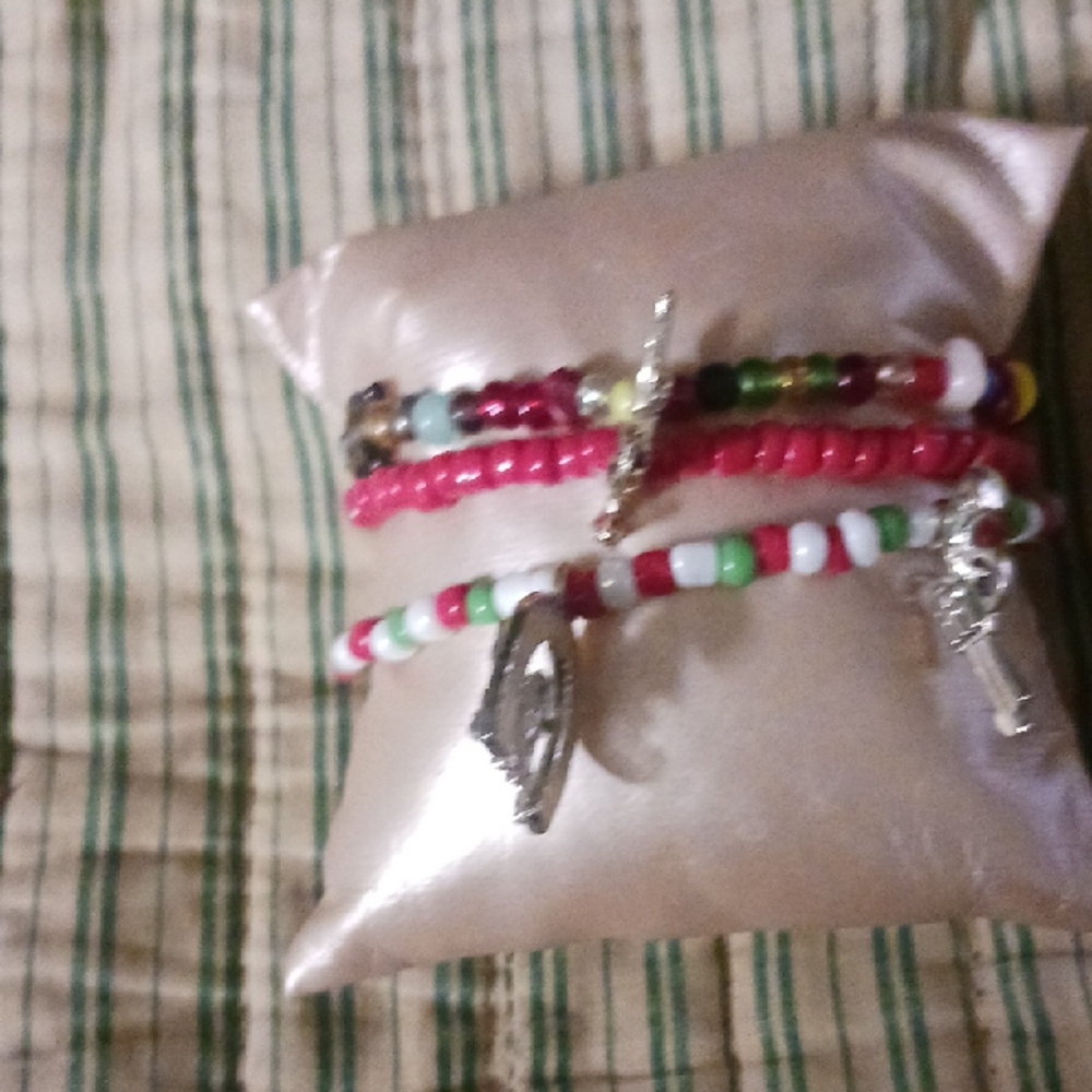 Colorful Beaded Bracelets with Charms